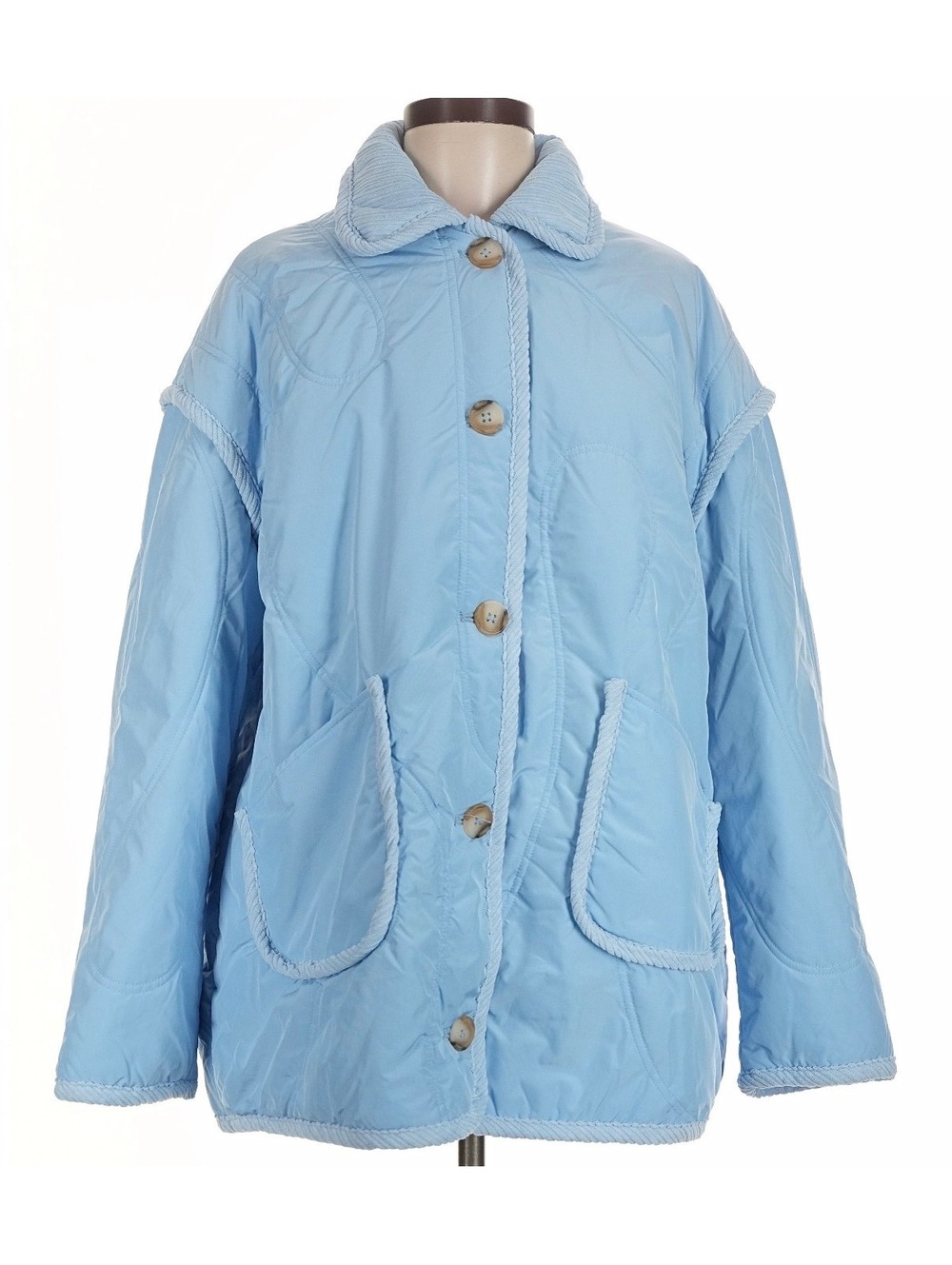 Threadbare Light Blue Quilted Jacket Corduroy Collar Size 6 New With Tags